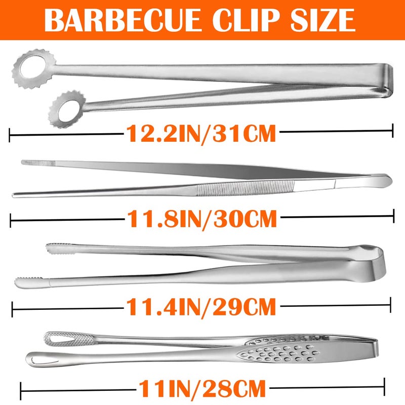 DOERDO DD DOERDO 4Pcs Cooking Tweezers  Stainless Steel Kitchen Tongs Professional Long Tweezers for Food Cooking  Repairing  Sea food and BBQ  12'' - Image 2